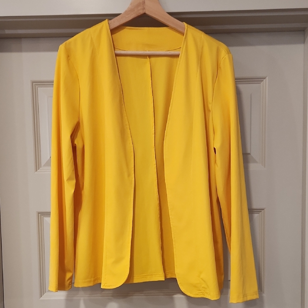 Yellow Women's Open Front Jacket